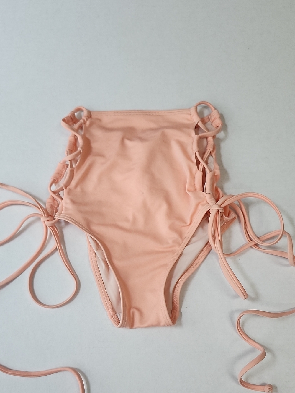 Free People We Are HAH Swim Bottoms Pink Peach Adjustable Ties Size Small